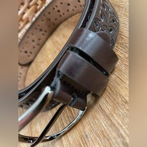 Brown Embossed Leather Belt